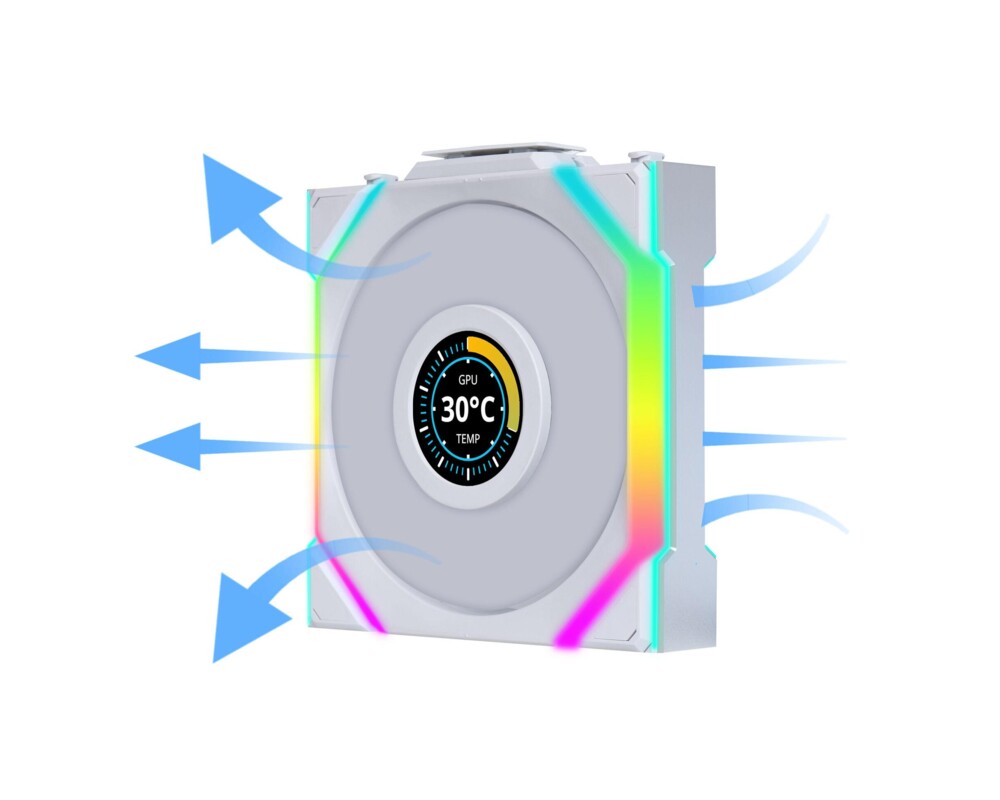 Вентилатор Lian Li UNI FAN SL Wireless LCD Reverse Blade ARGB PWM - 120 mm Бял 2