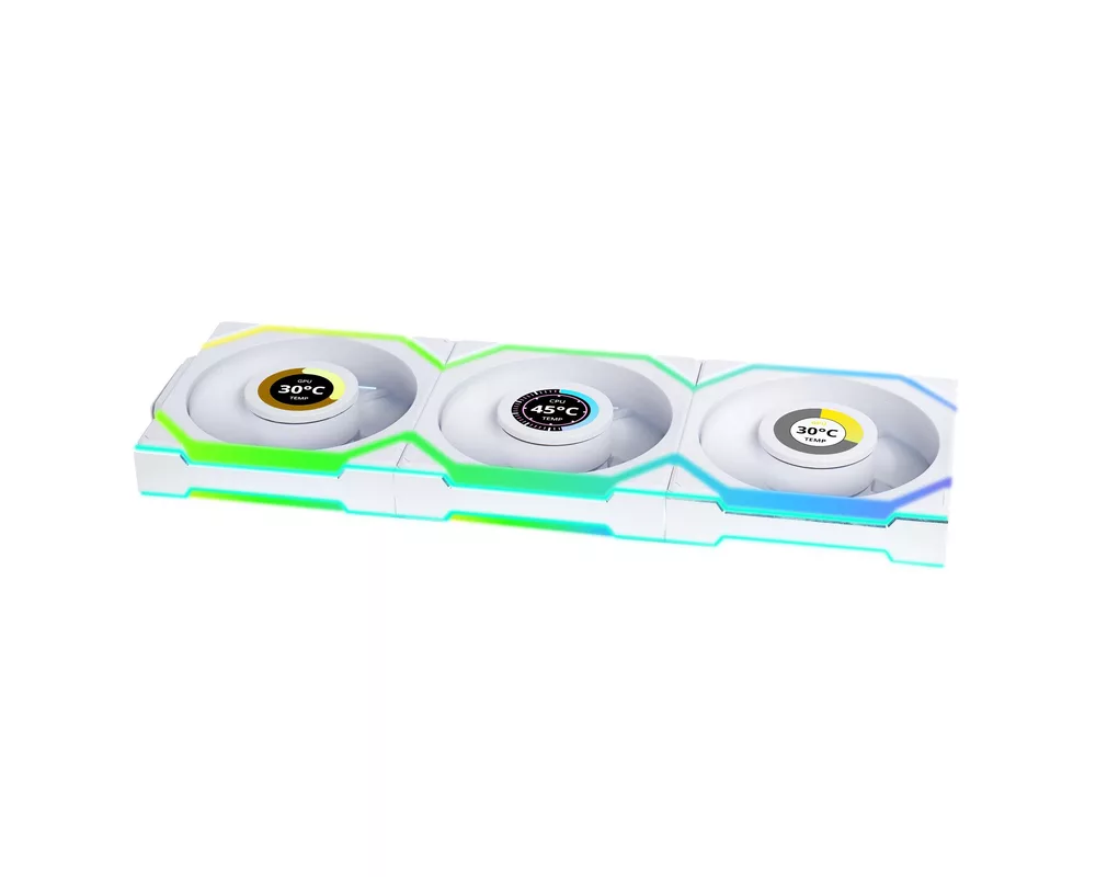Вентилатор и 3бр Lian Li UNI FAN SL Wireless LCD ARGB PWM - 120 mm Бели 2