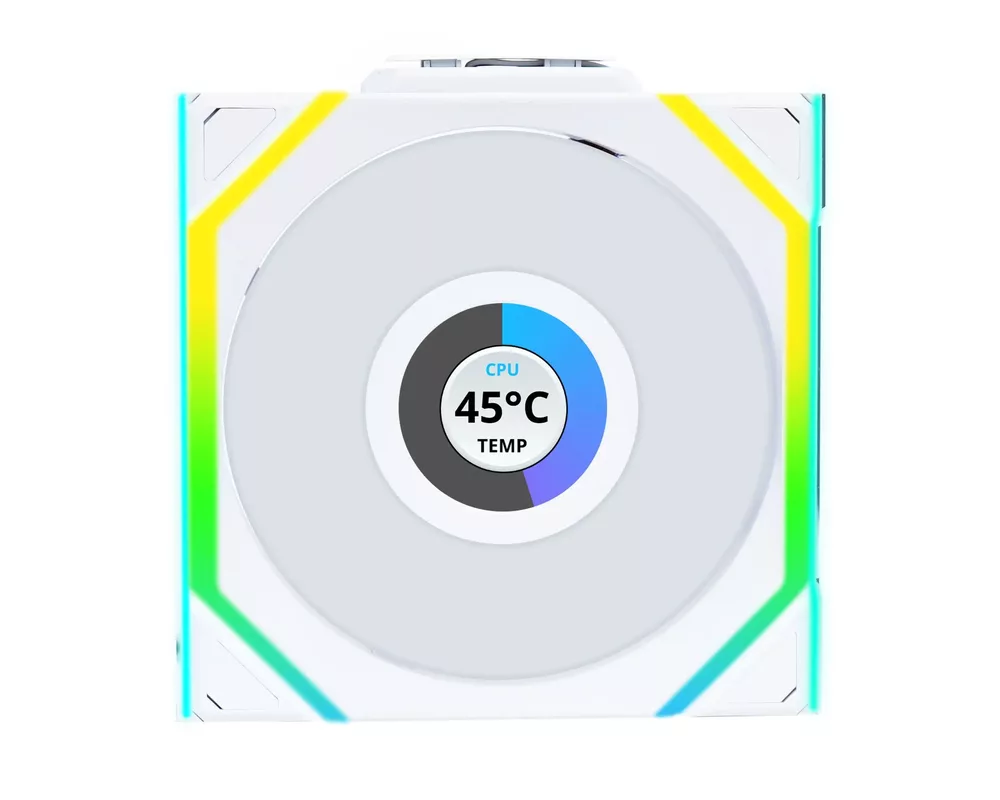 Вентилатор и 3бр Lian Li UNI FAN SL Wireless LCD Reverse Blade ARGB PWM - 120 mm Бели 4