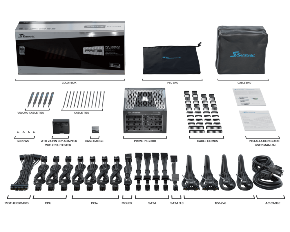 Захранване Seasonic PRIME PX 2200W 80+ Platinum, ATX 3.1 - Full Modular 10