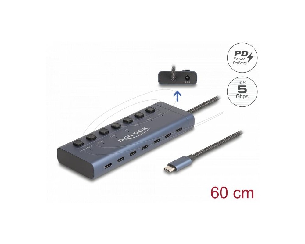 USB хъб Delock USB Хъб, 7 x USB Type-C, 5 Gbps 2