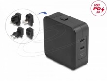  Delock  GaN, 2 x USB-C, PD 65 W, адаптер за EU / US / UK 809382 DELOCK-41443 на топ цена - PIC.bg
