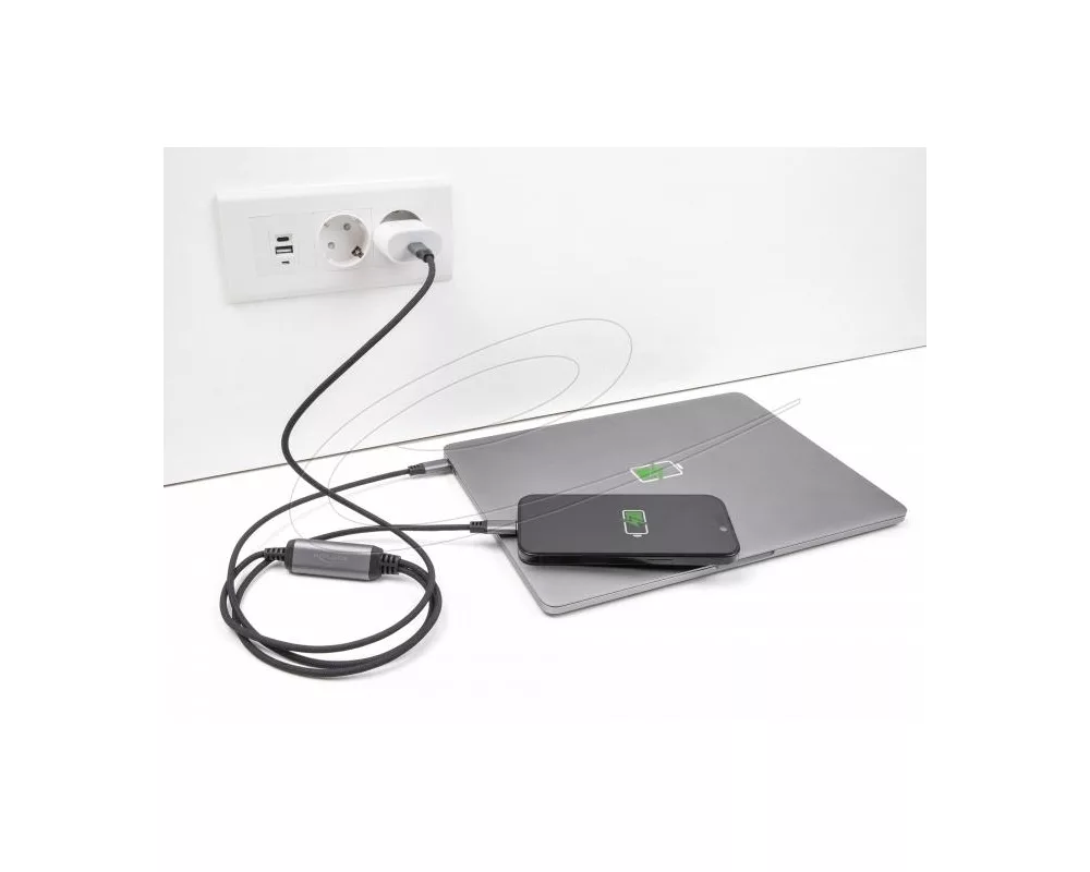 Кабел Delock Кабел USB-C, Y-кабел, 2 x USB-C PD 3.0, 100 W, 1.2 m 3