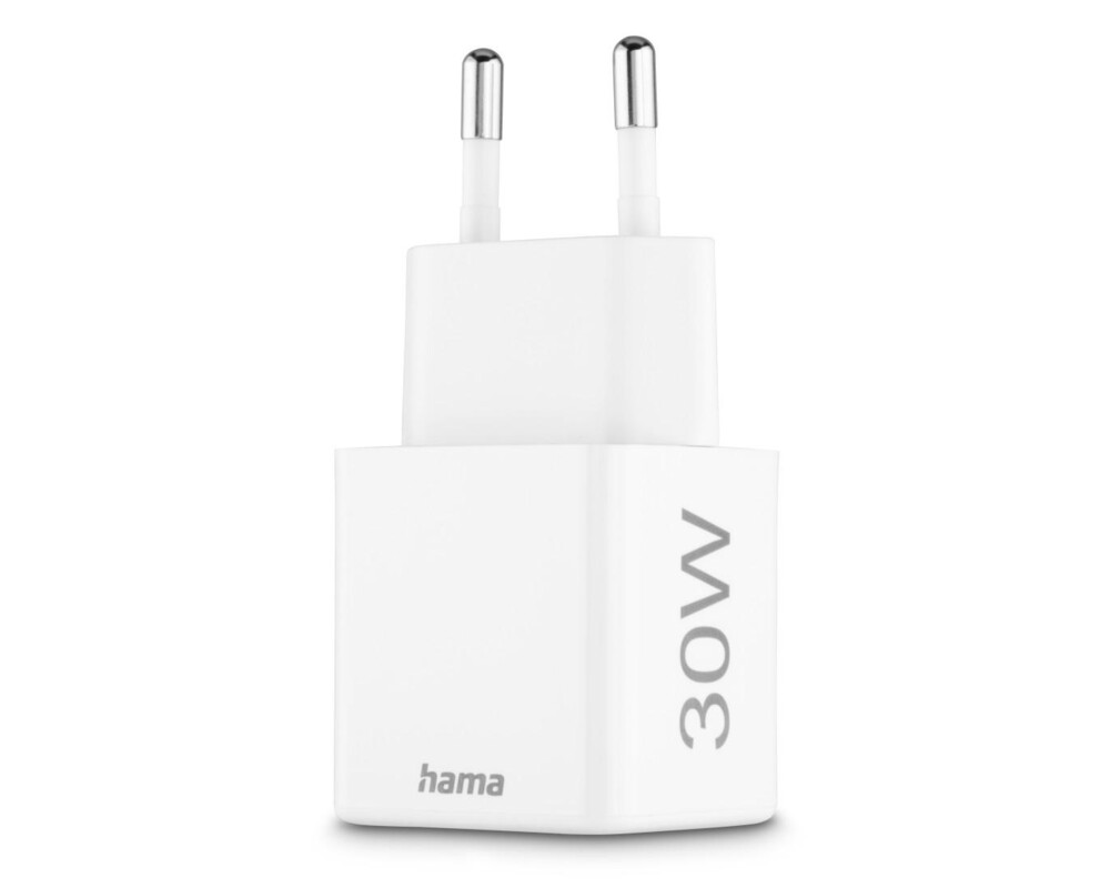 Зарядно HAMA Бързо мини Gan , 30 W, 1x USB-C, 1x USB-A, PD, бял 5