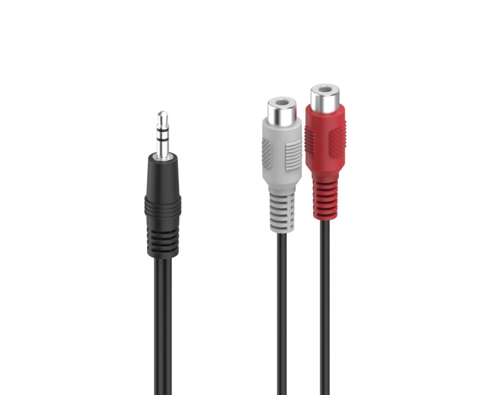 Аудио кабел HAMA , 2 x RCA женско - 3.5 mm жак мъжко, стерео 2