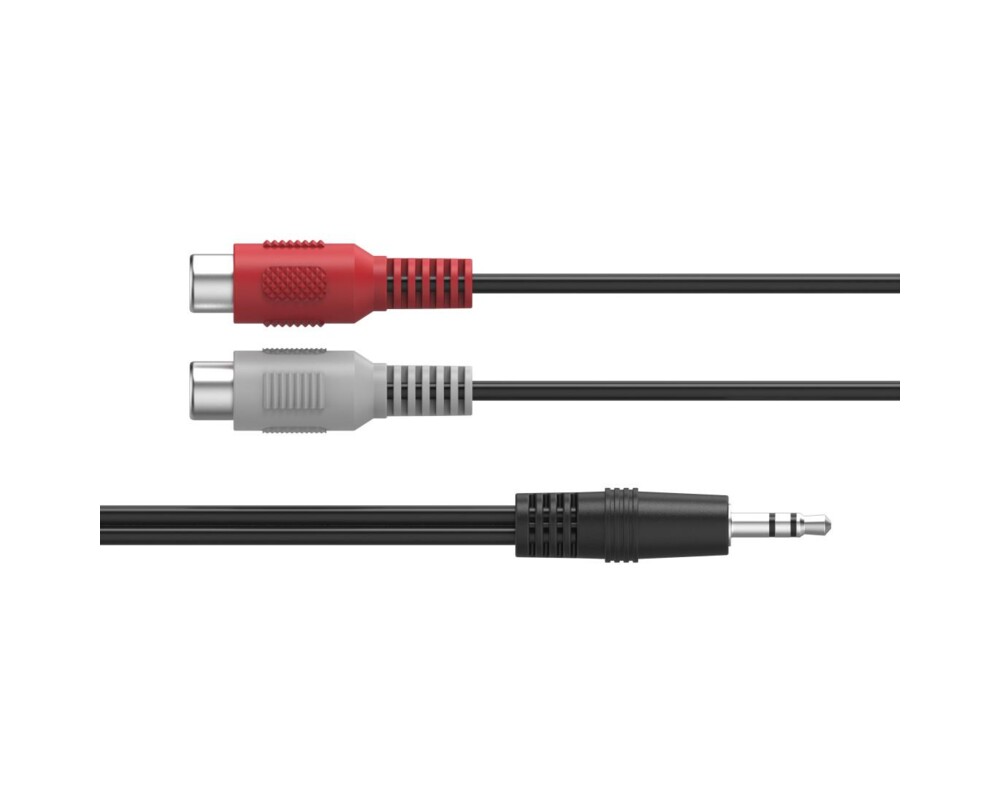 Аудио кабел HAMA , 2 x RCA женско - 3.5 mm жак мъжко, стерео 3