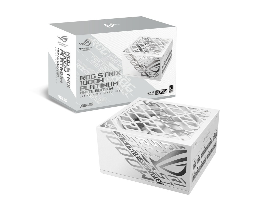 Захранване ASUS ROG STRIX 1000W White Edition, 80+ Platinum PCIe 5.1, Fully Modular 12