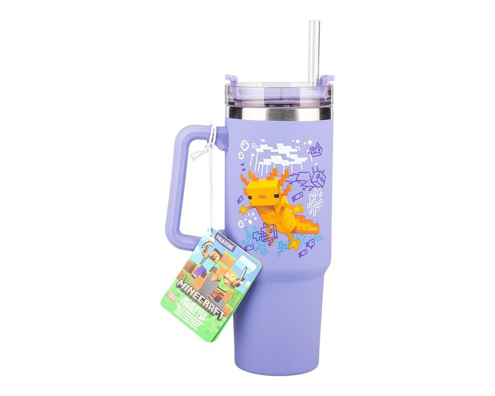 Аксесоар Чаша Paladone: Minecraft - Purple 900ml Multiway Travel Cup Straw,  PP14948MCF 2