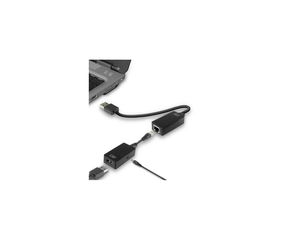 Адаптери Активен USB удължител ACT AC6063, USB 2.0, UTP до 50 метра, 480 Mbps, Предавателен модул, Приемник и захранващ адаптер 3