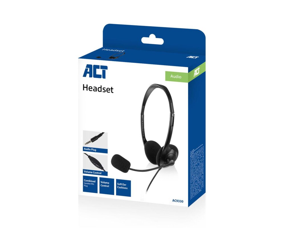 Слушалки ACT Слушалки с микрофон, 3.5mm жак, 2м 5