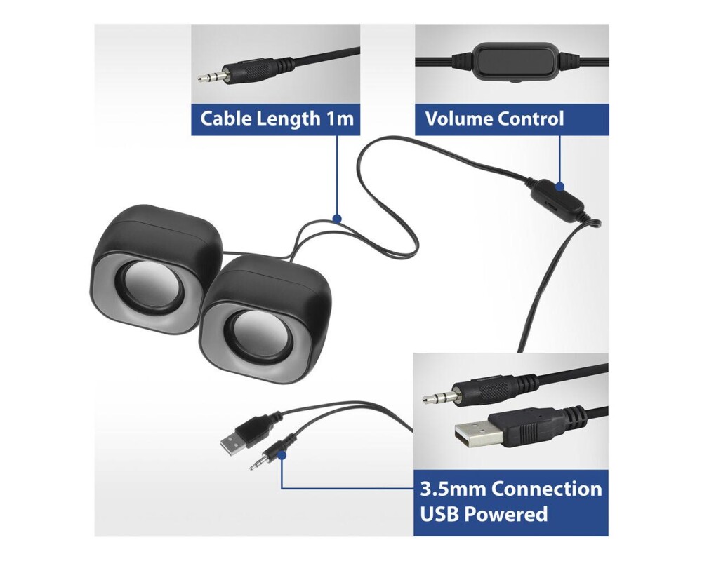 Тонколони ACT Стерео колонки Eminent 2.0, USB захранване, 2 х 3W 3