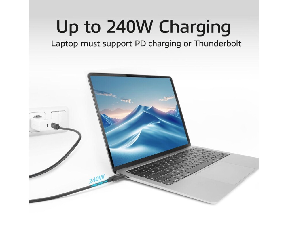 Кабел ACT Кабел USB-C - USB-C, 2 м / USB4, 20Gbps, 240W, сертифициран USB-IF 6