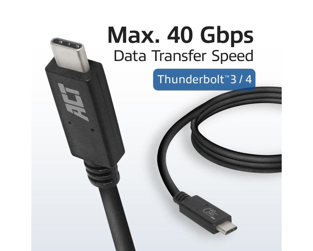 Кабел ACT Кабел USB-C - USB-C, 0.8 м / USB4, 40Gbps, 240W, сертифициран USB-IF 5