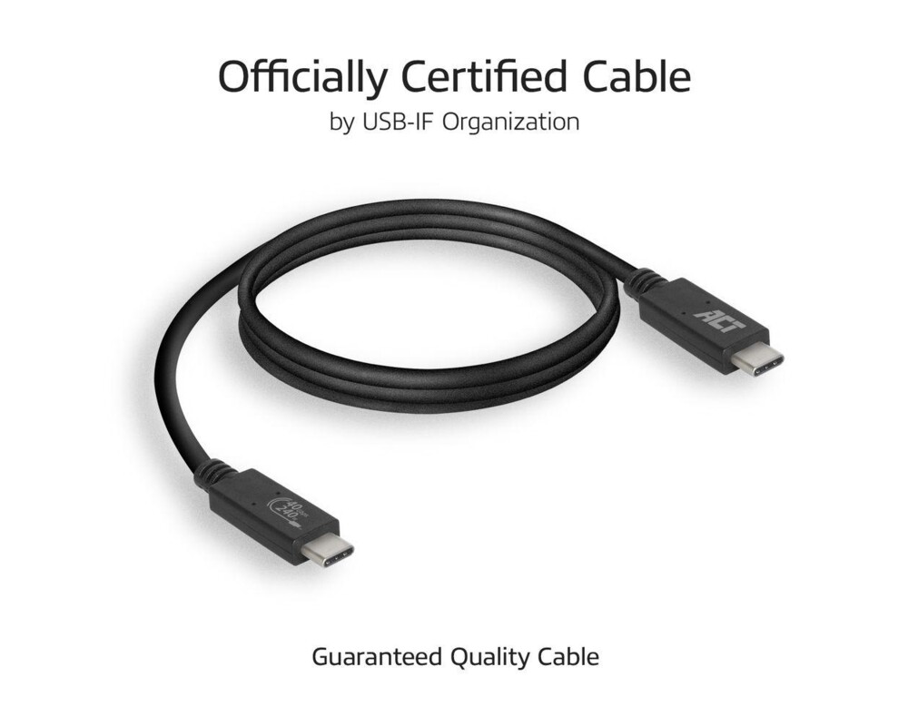 Кабел ACT Кабел USB-C - USB-C, 0.8 м / USB4, 40Gbps, 240W, сертифициран USB-IF 3