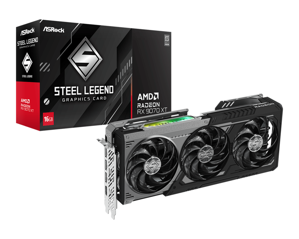 Видеокарта ASROCK AMD Radeon RX 9070 XT Steel Legend Dark 16GB GDDR6 10