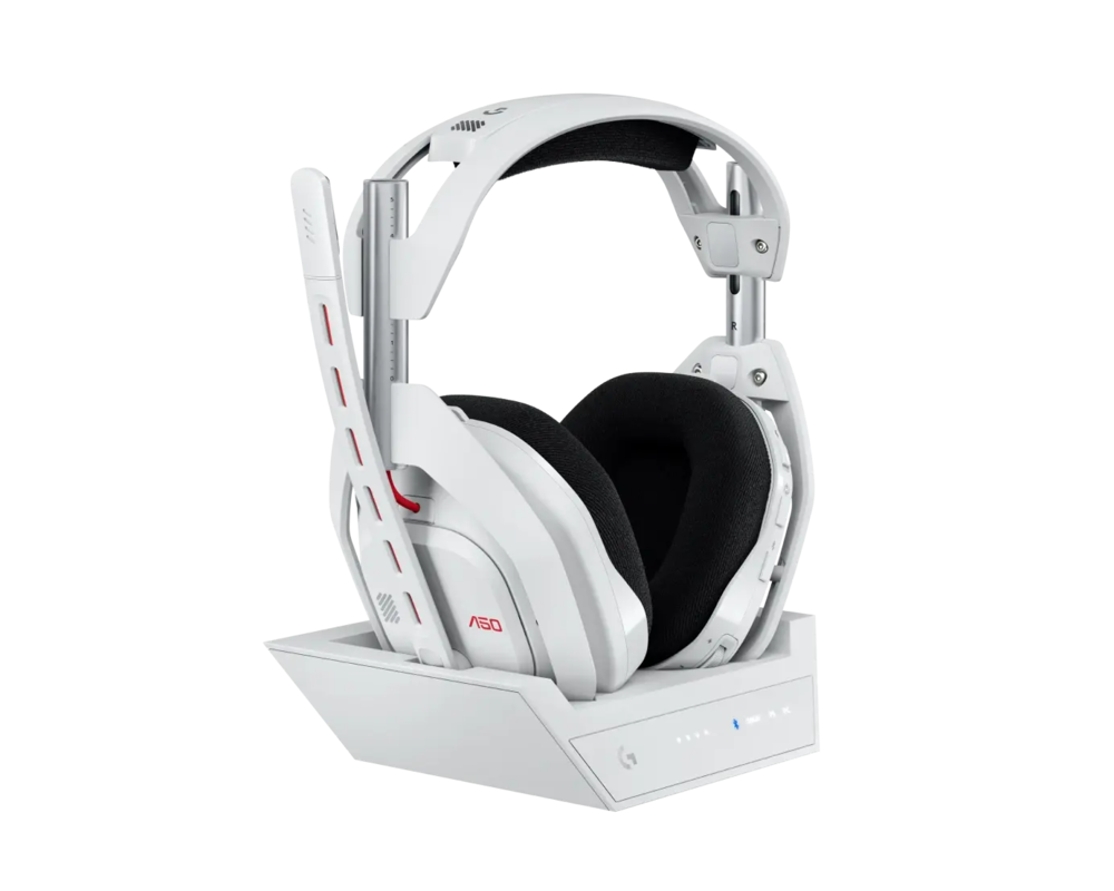 Слушалки Logitech Astro A50 Lightspeed безжични слушалки със станция, Бели (Разопакован)