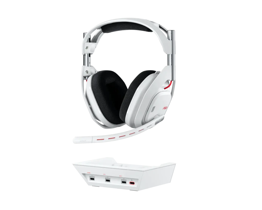Слушалки Logitech Astro A50 Lightspeed безжични слушалки със станция, Бели (Разопакован) 6