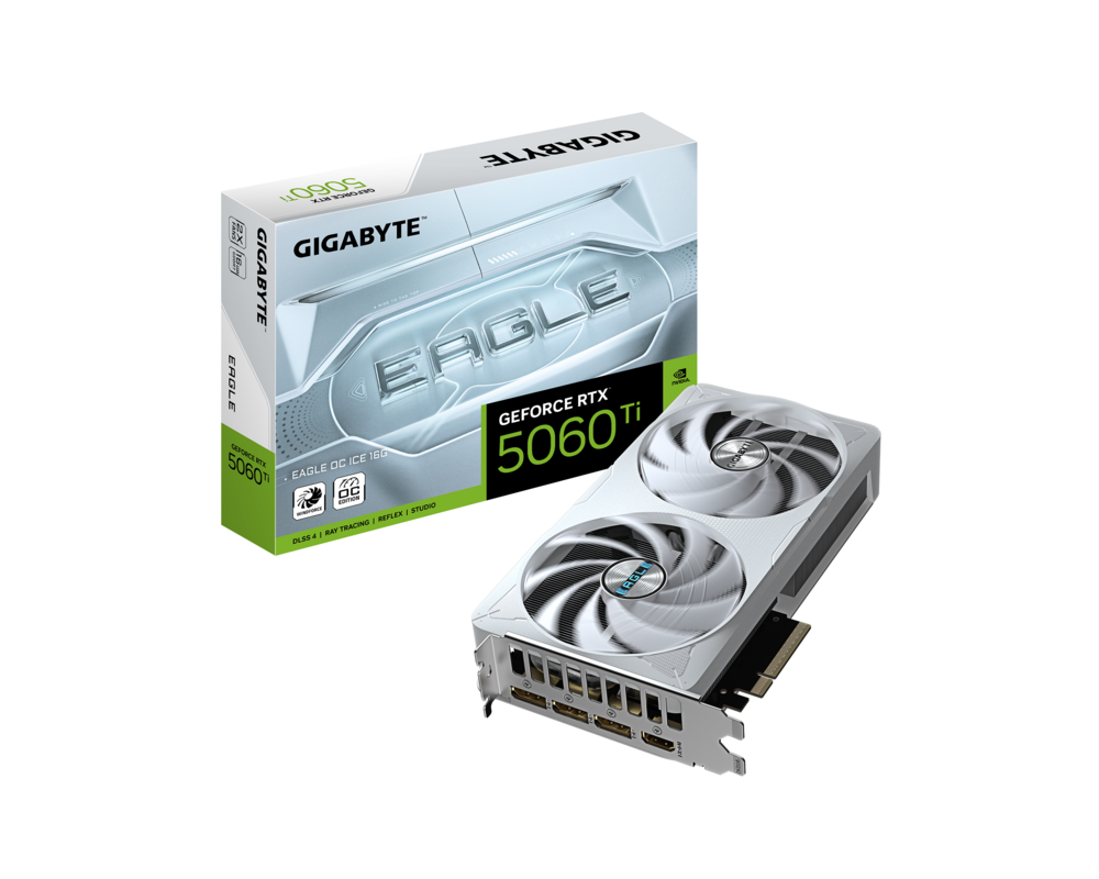 Видеокарта GIGABYTE RTX 5060 TI EAGLE OC ICE 16GB GDDR7 9