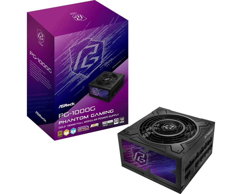 Захранване ASRock Phantom Gaming 1000W 80+ Gold, PCIe 5.1 6