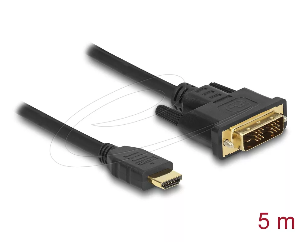Кабел Delock HDMI мъжко - DVI-D 18+1 (Single Link )мъжко, 5м, двупосочен, black 2