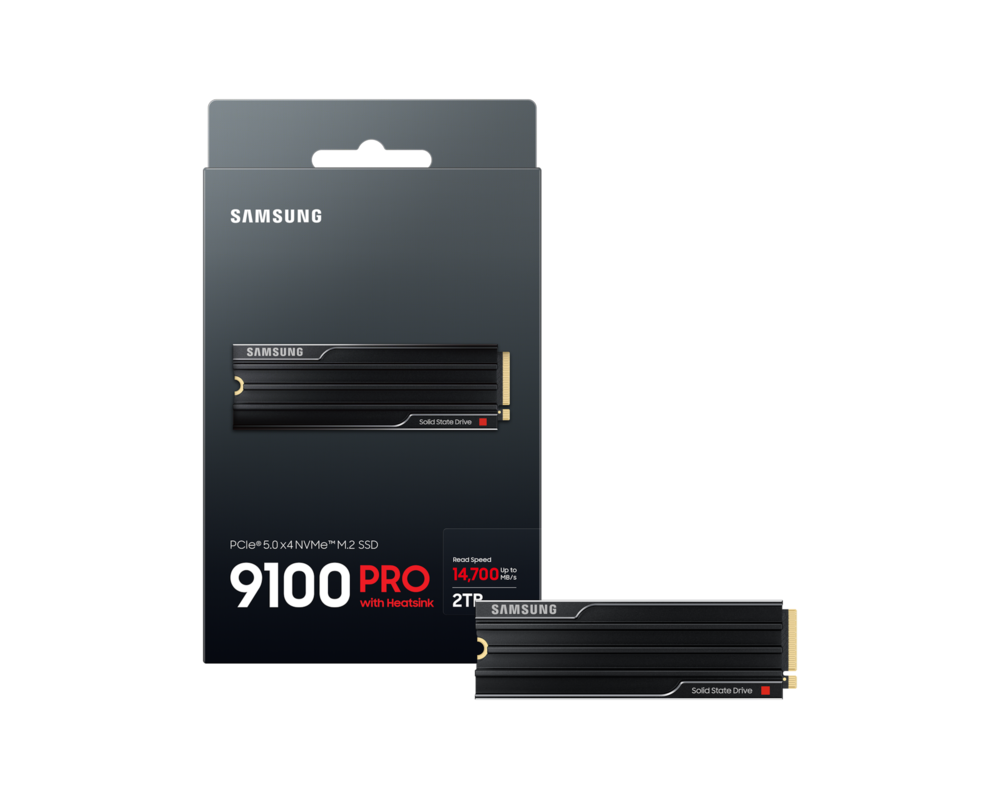 SSD 2TB Samsung SSD 9100 PRO Heatsink PCIe 5.0 NVMe 2.0 M.2  Read 14700 MB/s Write 13400 MB/s 12
