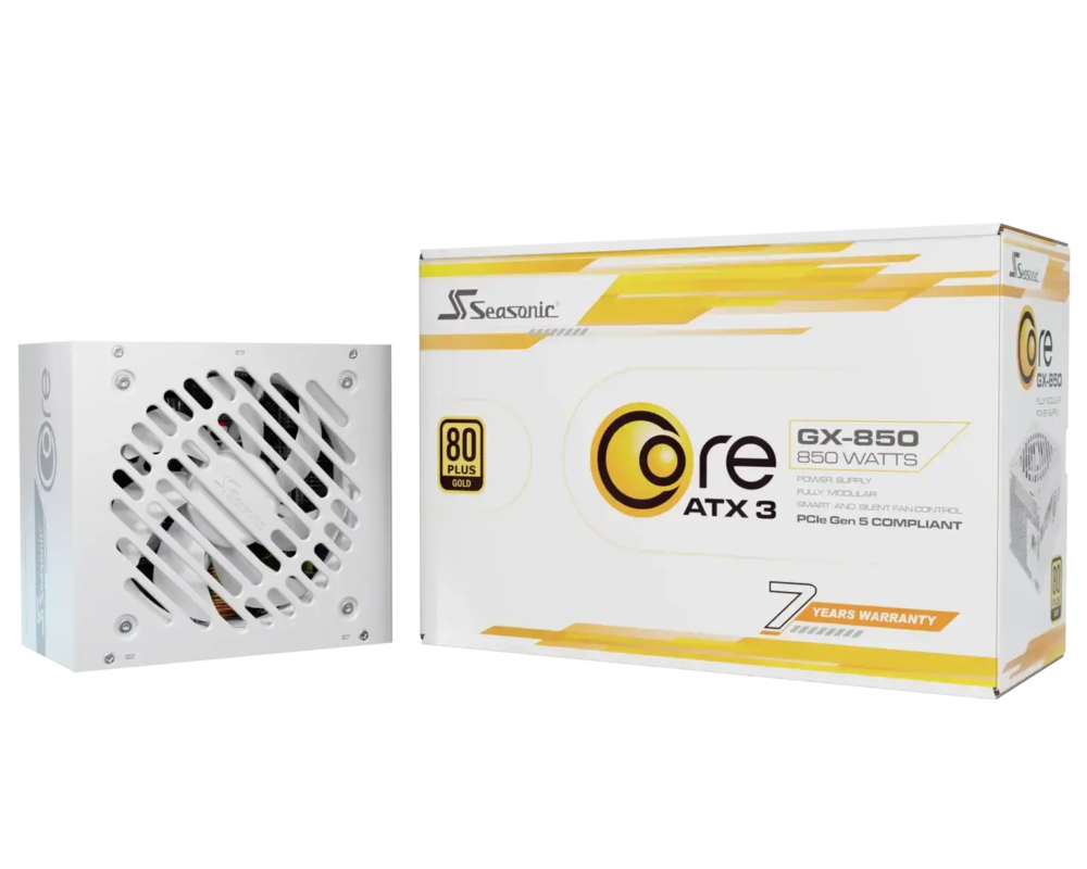 Захранване Seasonic CORE GX White 850W 80+ Gold, Fully Modular, ATX 3.1, PCIe 5.1 10