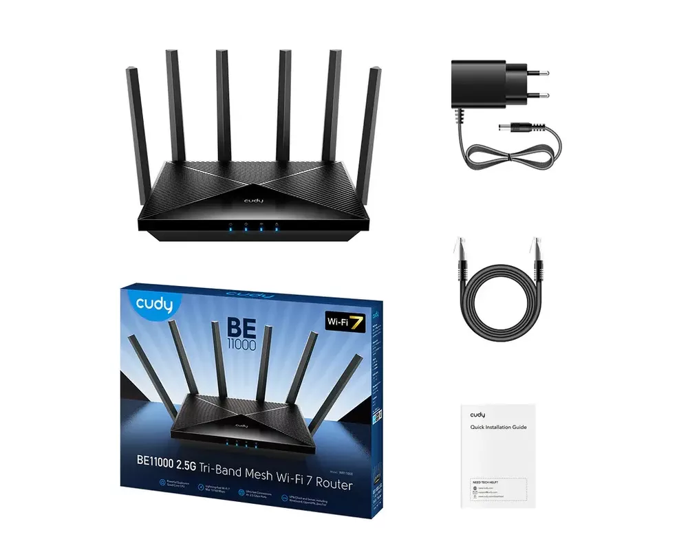 Рутер Cudy BE11000 Tri Band Wi-Fi 7, 4x2.5Gbps порт, 6x5dBi антени 3