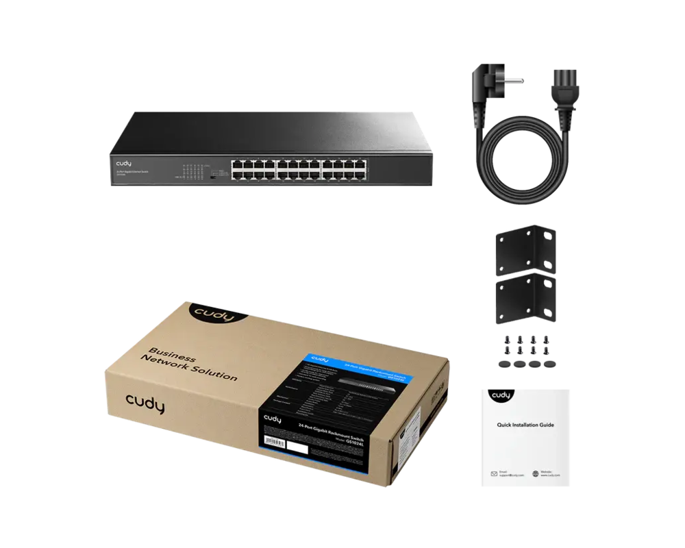 Switch (Комутатор) Суич Cudy GS1024L, 24x порт, 10/100/1000, за 19" шкаф, метален 2