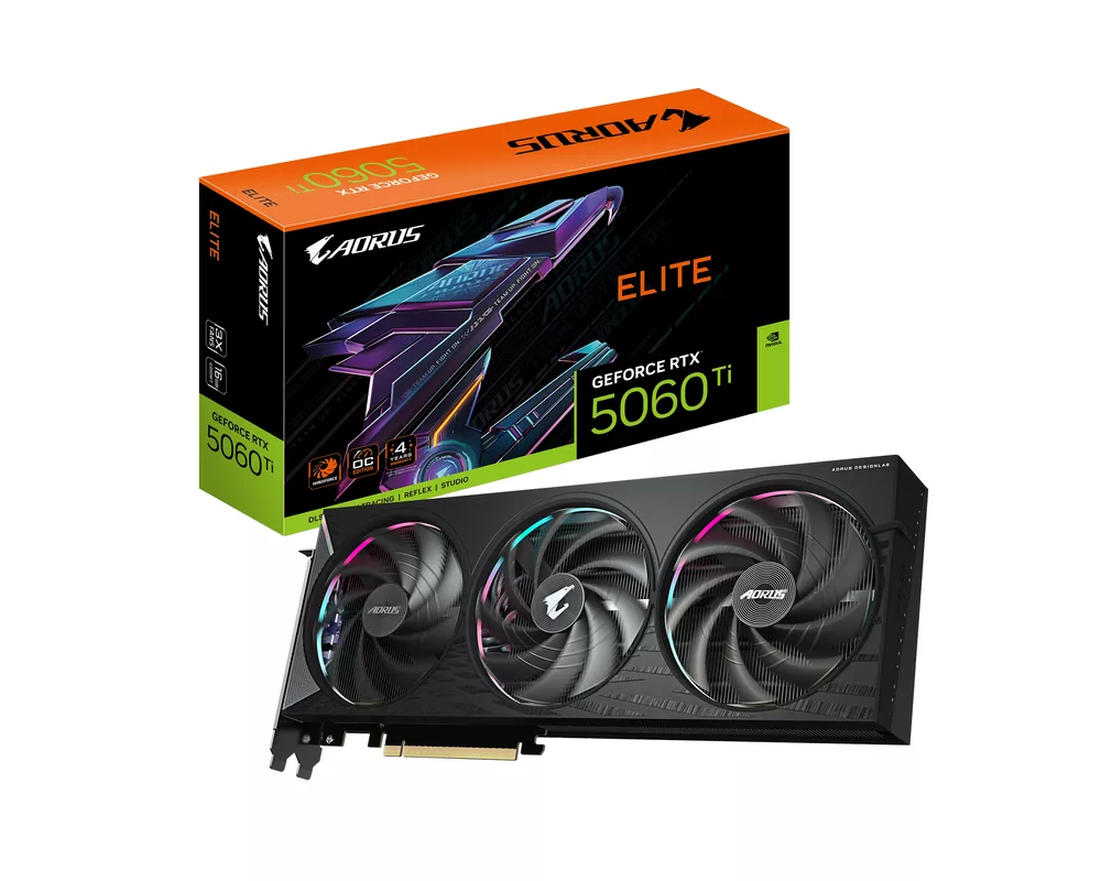 Видеокарта GIGABYTE AORUS RTX 5060 TI ELITE 16GB GDDR7 9