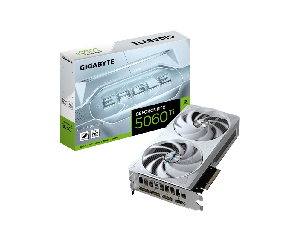Видеокарта GIGABYTE RTX 5060 TI EAGLE OC ICE 8GB GDDR7 9