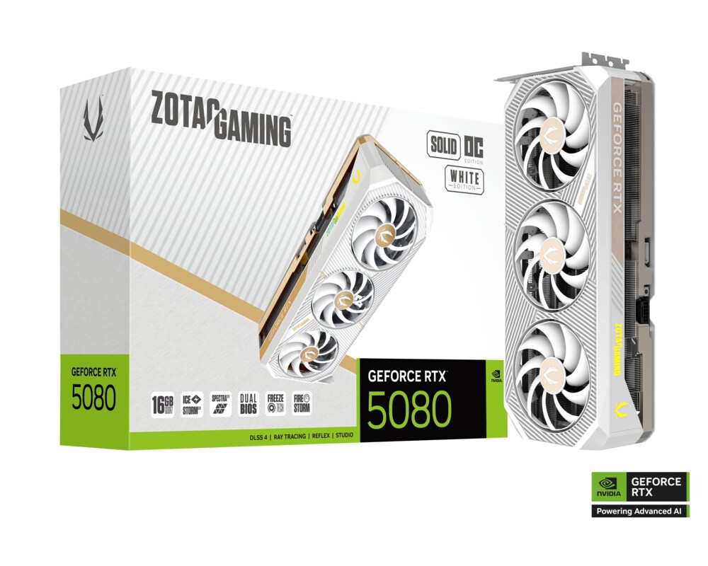 Видеокарта ZOTAC GAMING RTX 5080 Solid OC White Edition 16GB GDDR7 7