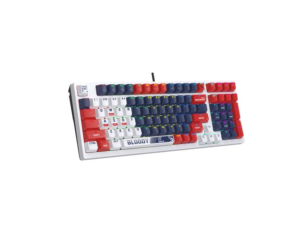 Клавиатура А4tech Геймърска механична клавиатура Bloody Sports Navy S98 BLMS RGB Backlit red switch , USB 2