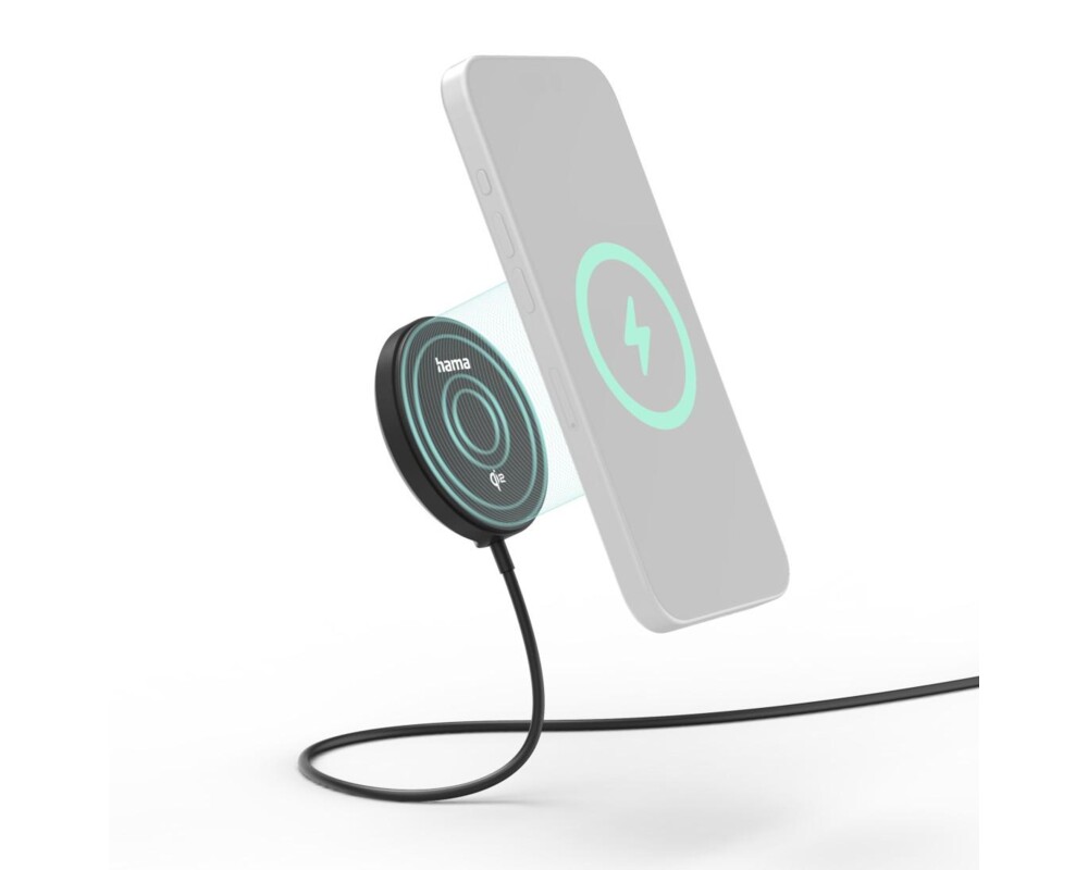 Зарядно HAMA Безжично  Qi2, 15 W, черно, за Apple 14
