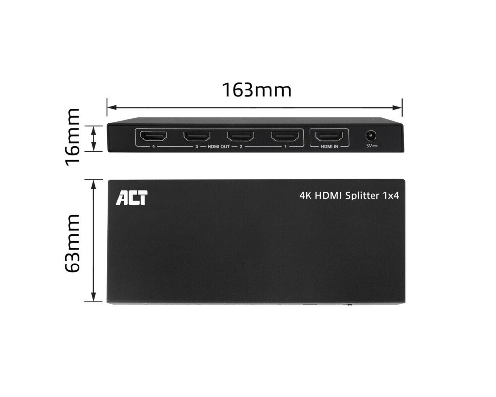 Кабел ACT HDMI Сплитер AC7832 4К HDMI сплитер, 1 вход.4 HDMI изхода 7