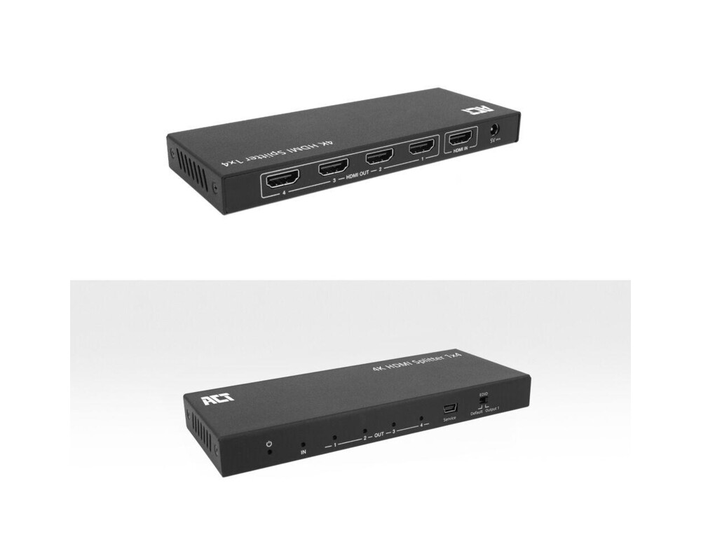 Кабел ACT HDMI Сплитер AC7832 4К HDMI сплитер, 1 вход.4 HDMI изхода 4