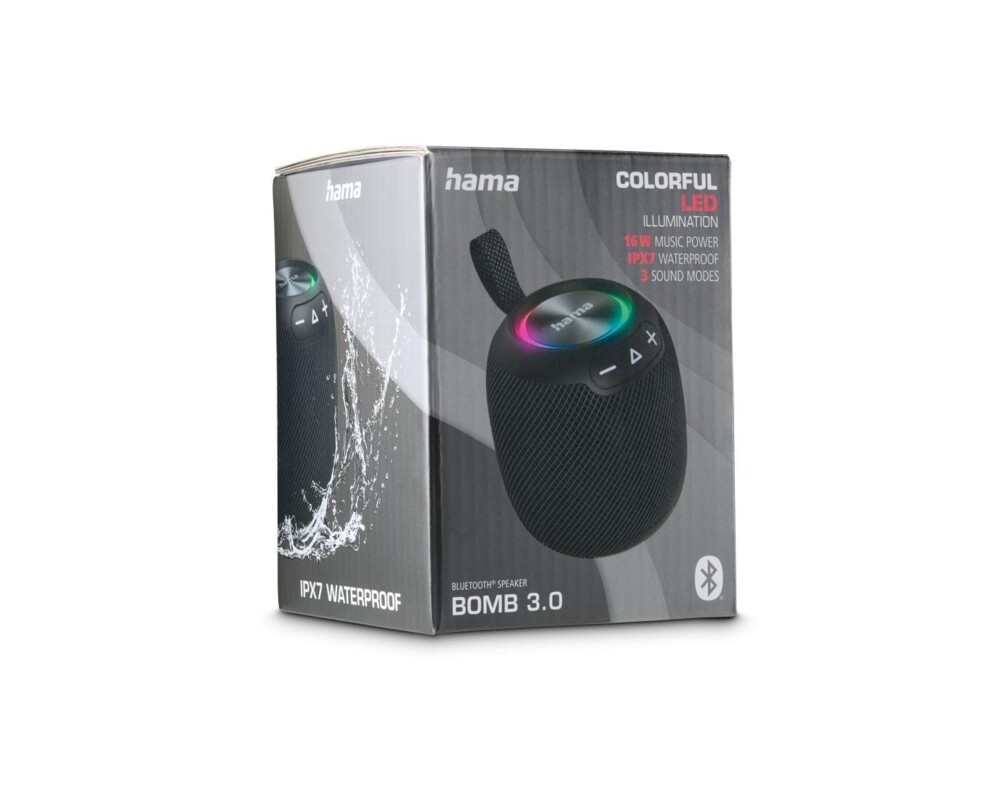 Тонколони HAMA Блутут колонка "Bomb 3.0" Bluetooth®, Waterproof IPX7, LED, 16 W, черна 6