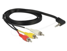  Delock стерео жак 3.5 mm 4 pin male angled > 3 x RCA male 1.5 m 832844 DELOCK-84724 на топ цена - PIC.bg