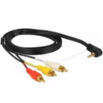 <span>Аудио кабел</span> Delock стерео жак 3.5 мм 4 пинов мъжки ъглов > 3 x RCA мъжки 1.5 м <span class='catalog-num-in-name'>DELOCK-84504</span> - 