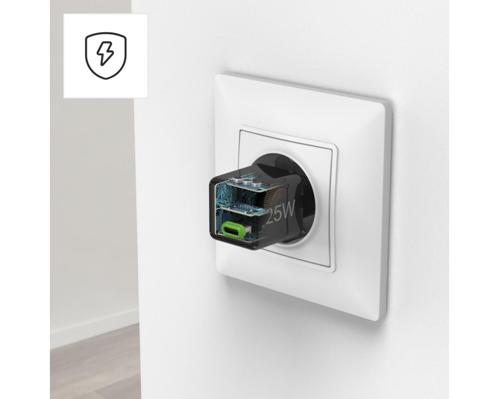 Зарядно HAMA Бързо мини  220V, USB-C, PD/Qualcomm, 25 W, черен 16