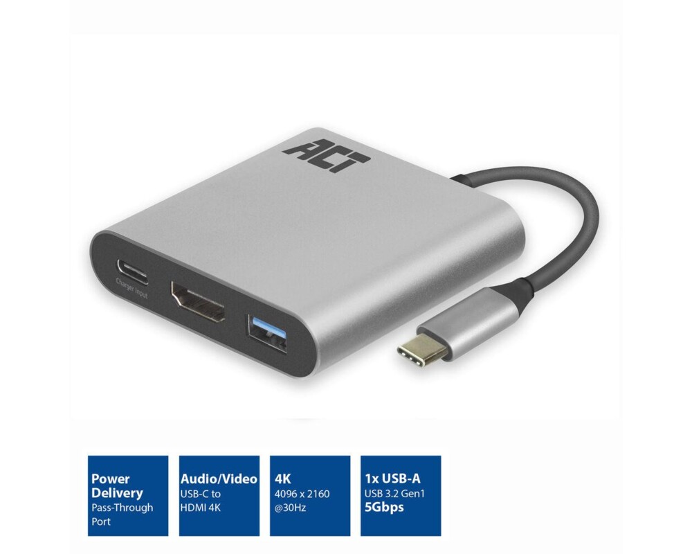Адаптери ACT Адаптер USB-C към HDMI 4K\ 2