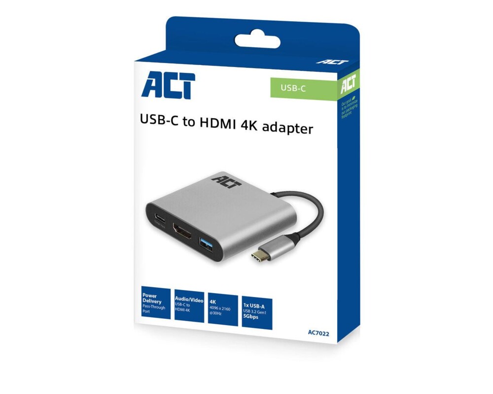 Адаптери ACT Адаптер USB-C към HDMI 4K\ 5