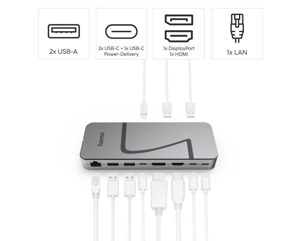 Докинг станция HAMA Докинг станция "Connect2Office Speed", USB4, USB-C, PD, 40 Gbit/s, 10 порта 7