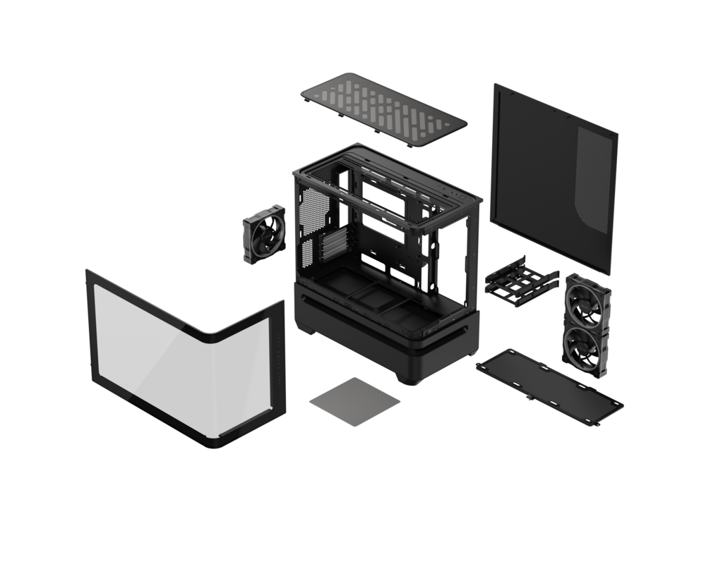 Кутия ASUS Prime AP202 ARGB mATX + 3 ARGB Вентилатора - Black 16