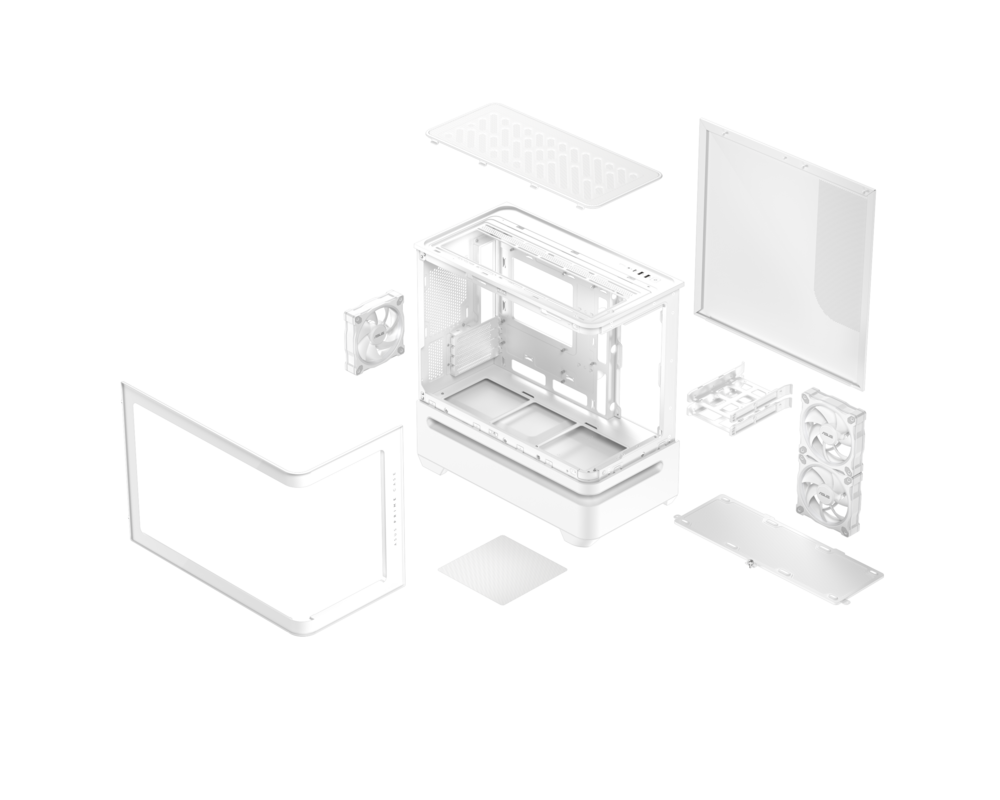 Кутия ASUS Prime AP202 ARGB mATX + 3 ARGB Вентилатора - White 15