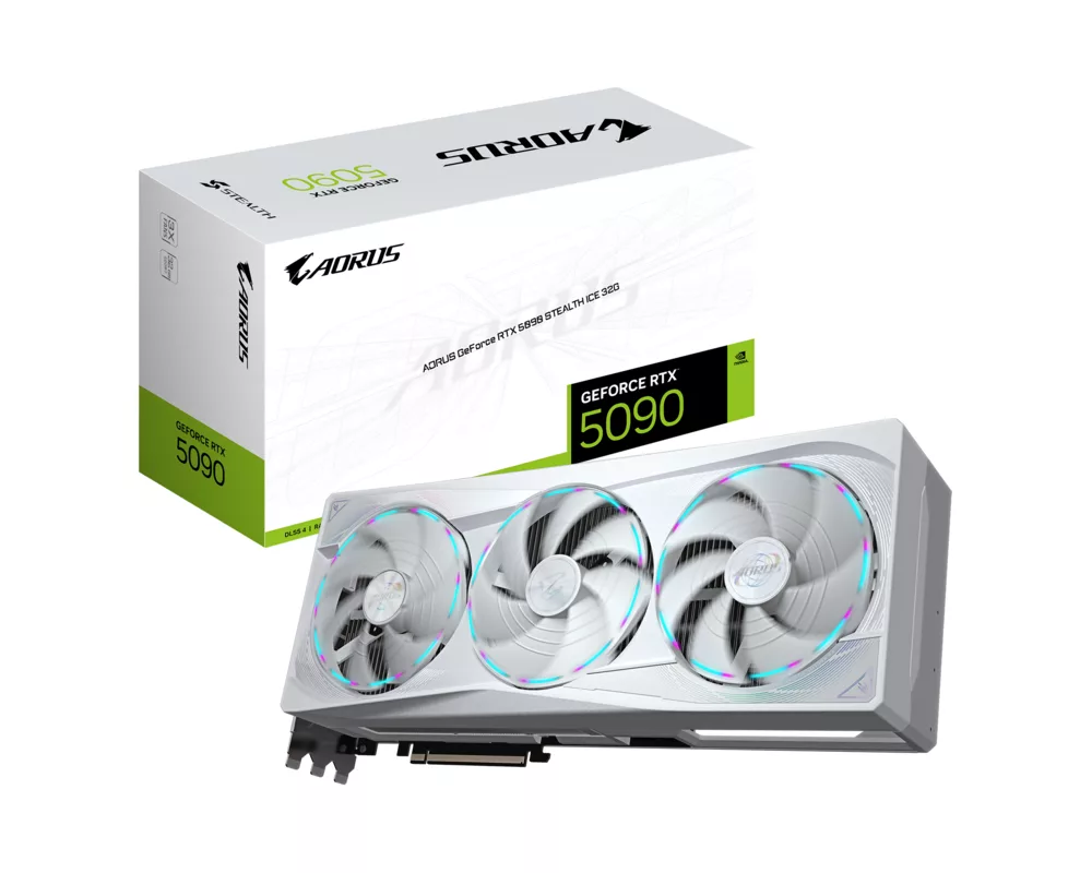 Видеокарта GIGABYTE AORUS RTX 5090 STEALTH ICE 32GB GDDR7 9