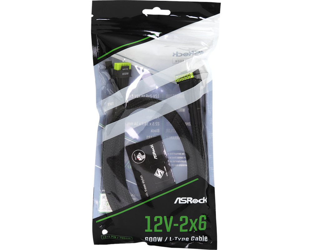 Кабел ASRock 90° 12V-2x6 600W ATX 3.1 and PCIe 5.1 5