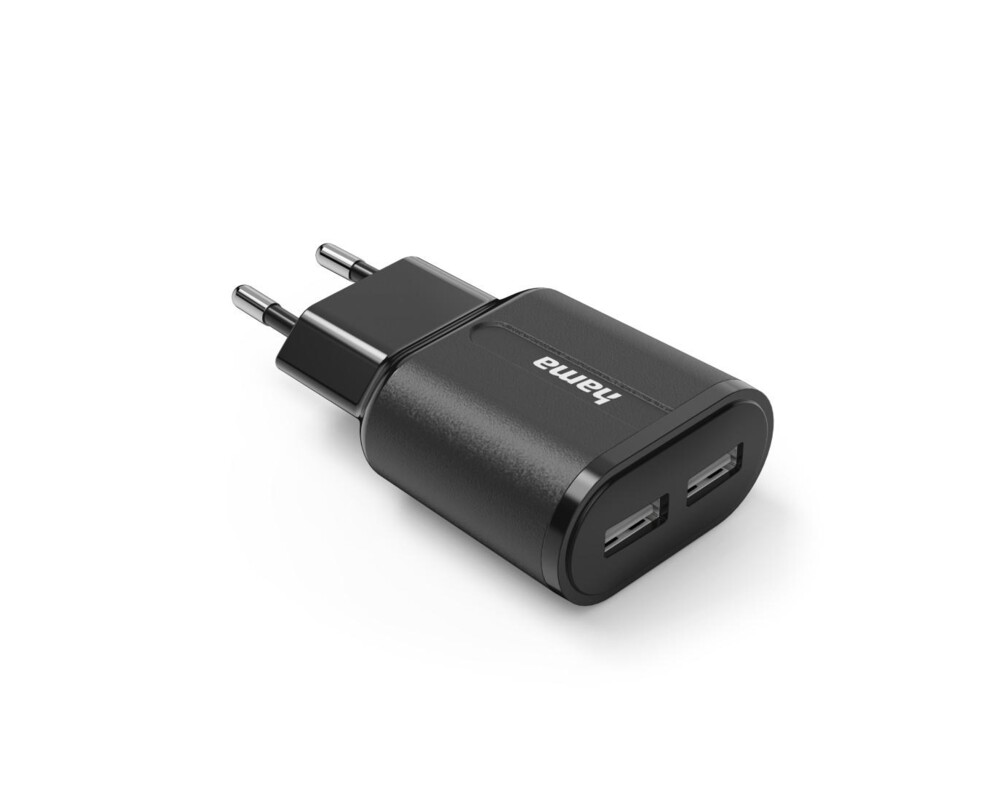 Зарядно  HAMA 220V, 2 x USB-A, 12W, Черен 2