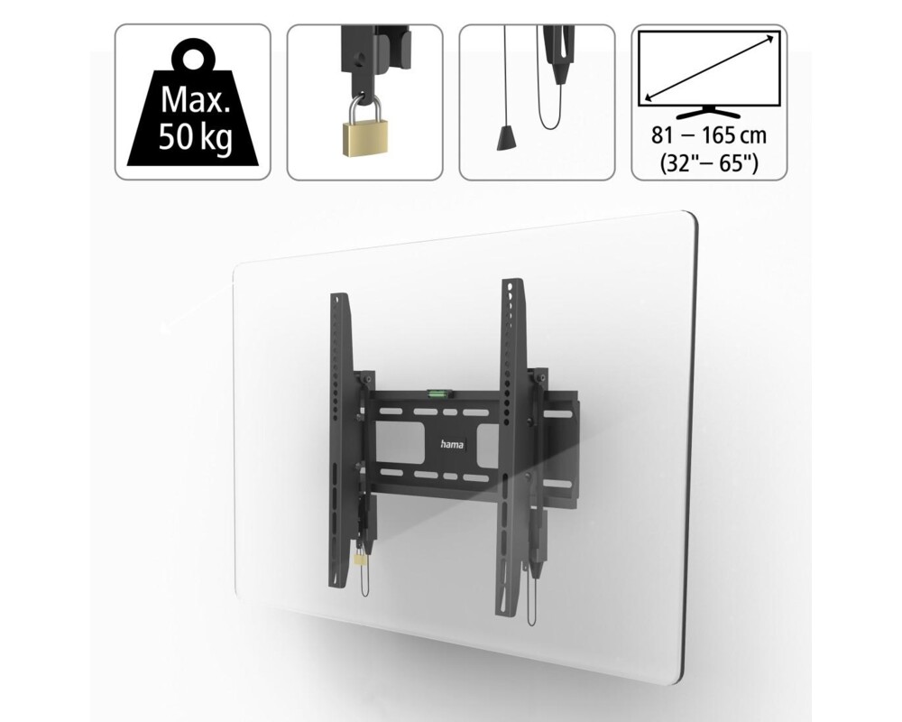 Стойка HAMA Стенна стойка за TV, 165 см (65") до 50 кг, защита от кражба 10