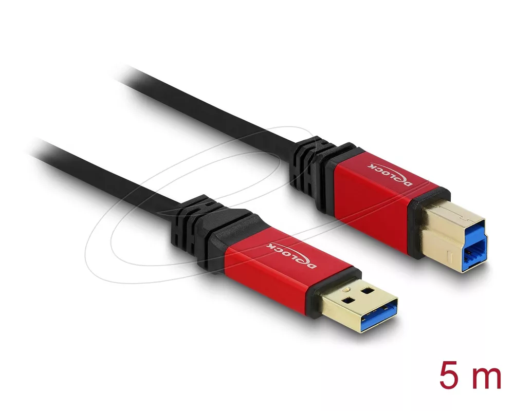 Кабел Delock USB-A 3.0 5Gbps мъжко - USB-B 5Gbps мъжко, 5 м, Premium, Черен 2
