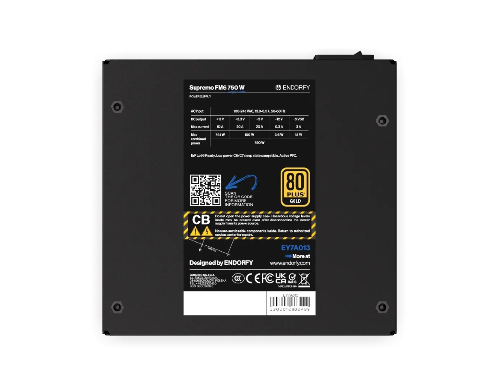 Захранване Endorfy Supremo FM6 750W 80+ Gold, PCIe 5.1 - Fully Modular 7